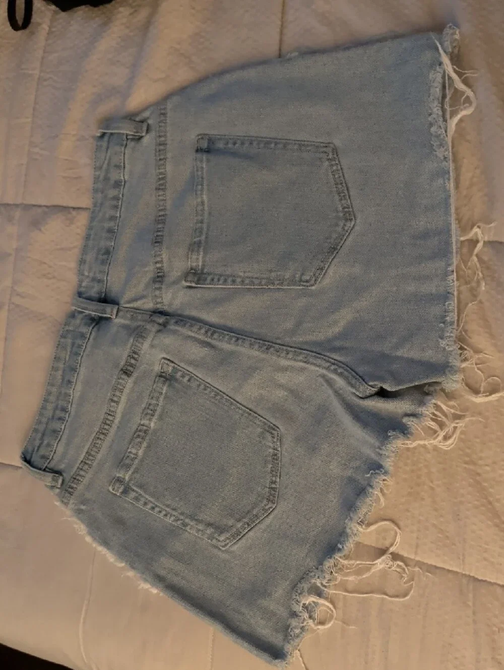 Fashion Nova Light Blue Frayed Denim Shorts